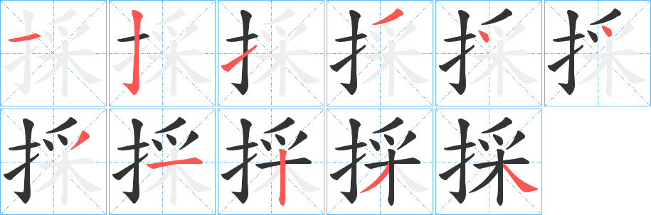 採(cǎi)的筆順筆畫(huà)